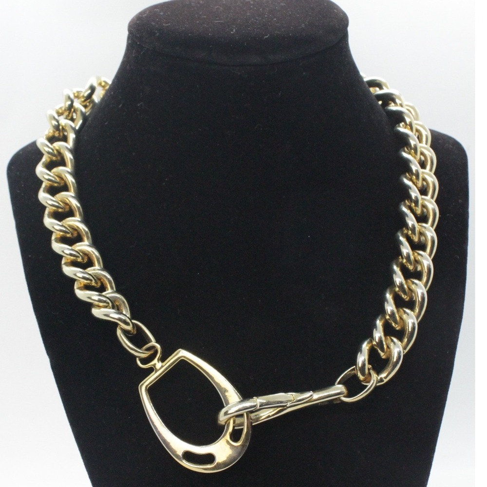 Vintage Lauren Ralph Lauren LRL Gold Tone Chunky Stirrup Equestrian Necklace